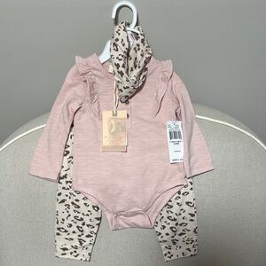 Pink Ruffled Baby Onesie with Leopard Print Pants